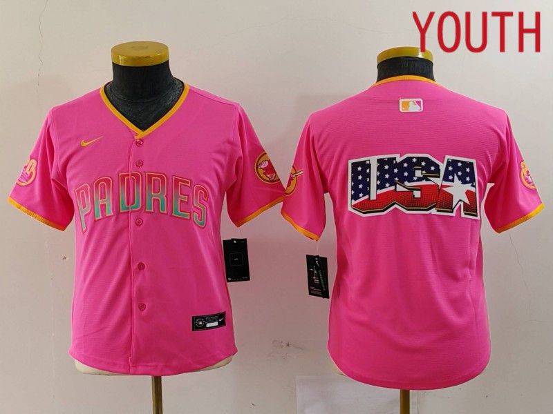 Youth San Diego Padres Blank Pink Joint Name 2024 Nike MLB Jersey style 6